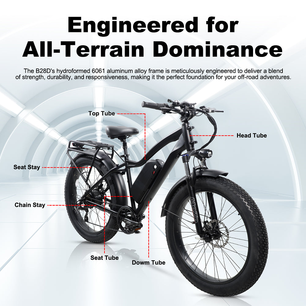 B28D Fat Tire Electric Bike 750W Motor 48V 15.6Ah Battery
