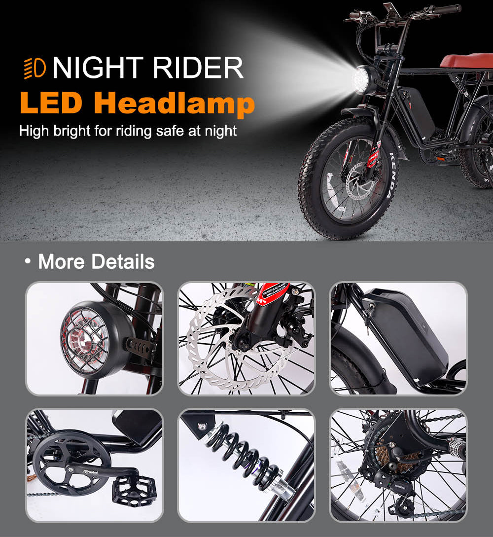 B66 Fat Tire Electric Bike 750W Motor 48V 15Ah Battery