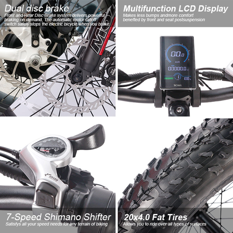 B09A Fat Tire Electric Bike 750W Motor 48V 15Ah Battery